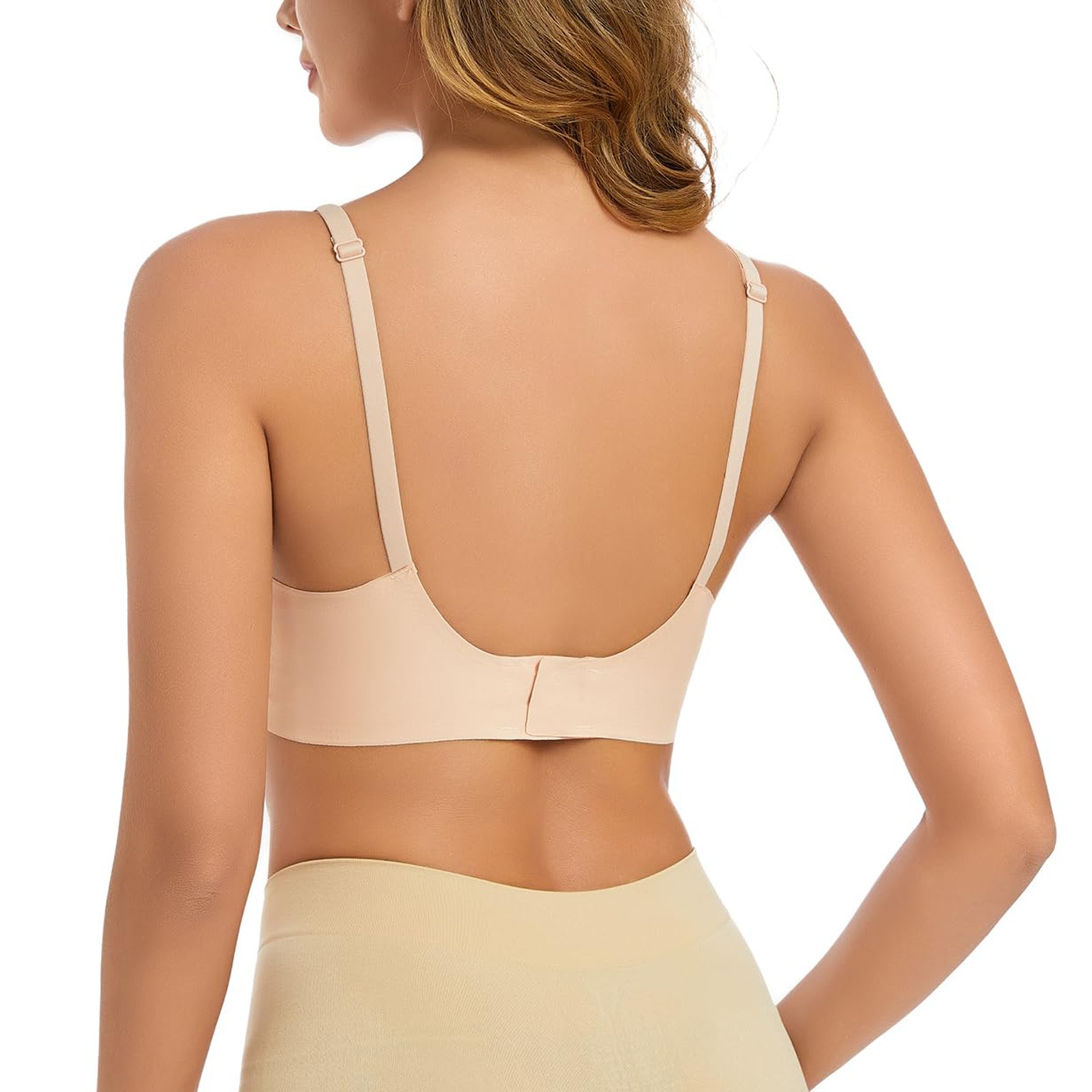 thumbnail image 4 of Sujetador push up sin aros con cuello en V para mujer: sin costuras, relleno extraíble, nailon/spandex, para uso diario/deportivo - S-XXL, 4 of 4
